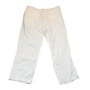 Island Importer Mens 100% Linen Trousers Size 38 White Straight Casual Beach